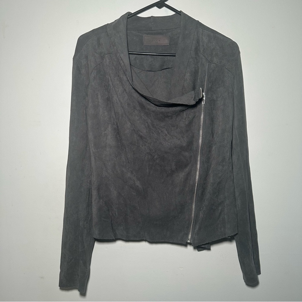 Blank NYC Women's Gray Moto Suede Jacket Size Medium